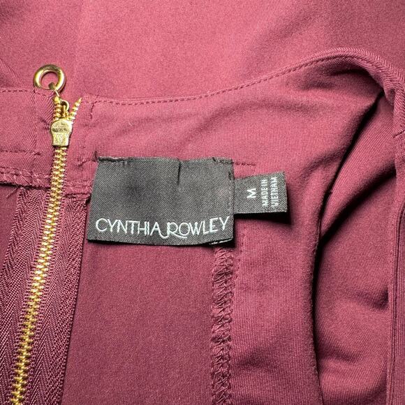 Cynthia Rowley Burgundy Purple Sleeveless V Neck Stretchy Pockets Dress Size M - Picture 7 of 8
